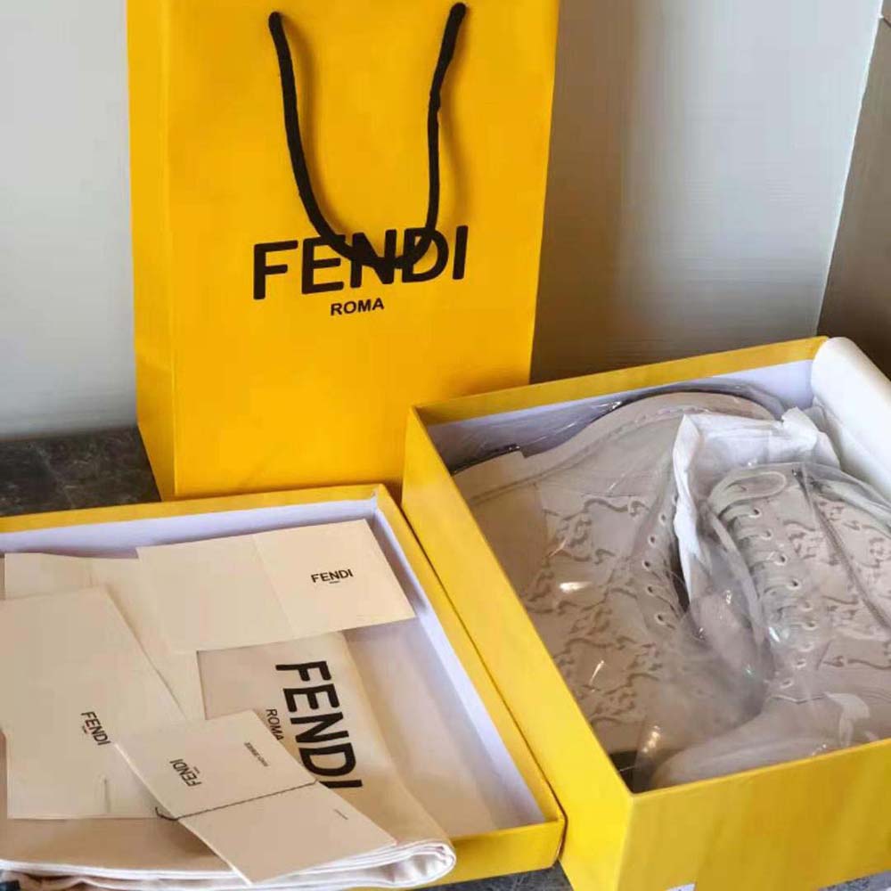 Fendi Women Signature White Leather Biker Boots - image 9