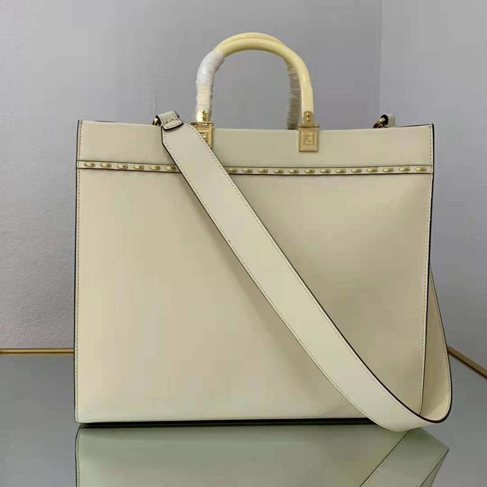 Fendi Women Sunshine Medium White Leather Shopper - image 4