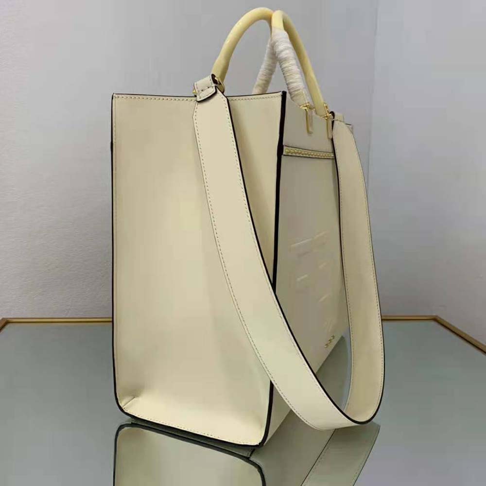 Fendi Women Sunshine Medium White Leather Shopper - image 5
