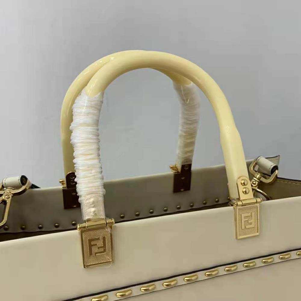 Fendi Women Sunshine Medium White Leather Shopper - image 8