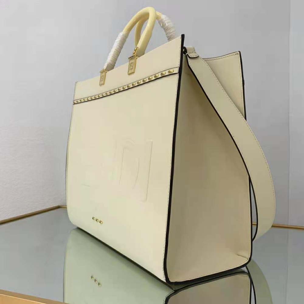 Fendi Women Sunshine Medium White Leather Shopper - image 6