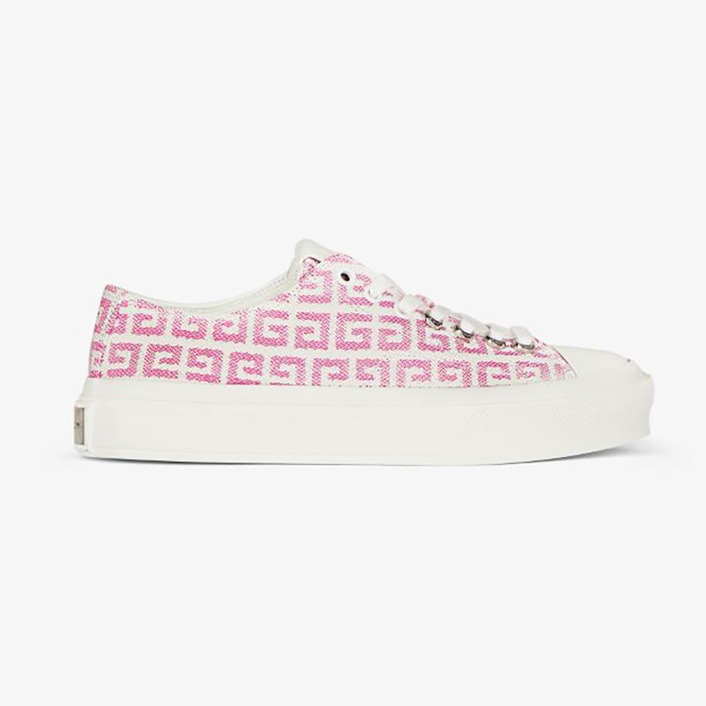 Side profile of Givenchy Women Sneakers City in 4G Jacquard-Pink
