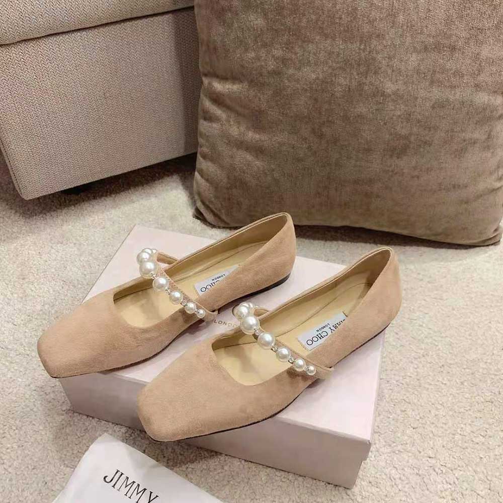 Side profile showing silhouette of Jimmy Choo Women ADE Ballet Flats
