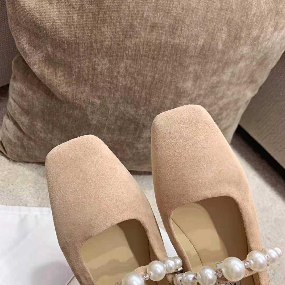 Jimmy Choo Women ADE Flat Ballet Pink Suede Flats with Pearl Embellishment - image 6