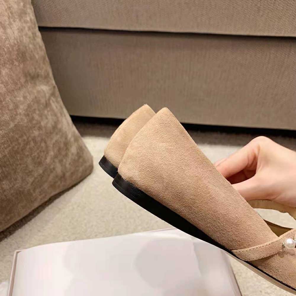 Jimmy Choo Women ADE Flat Ballet Pink Suede Flats with Pearl Embellishment - image 7