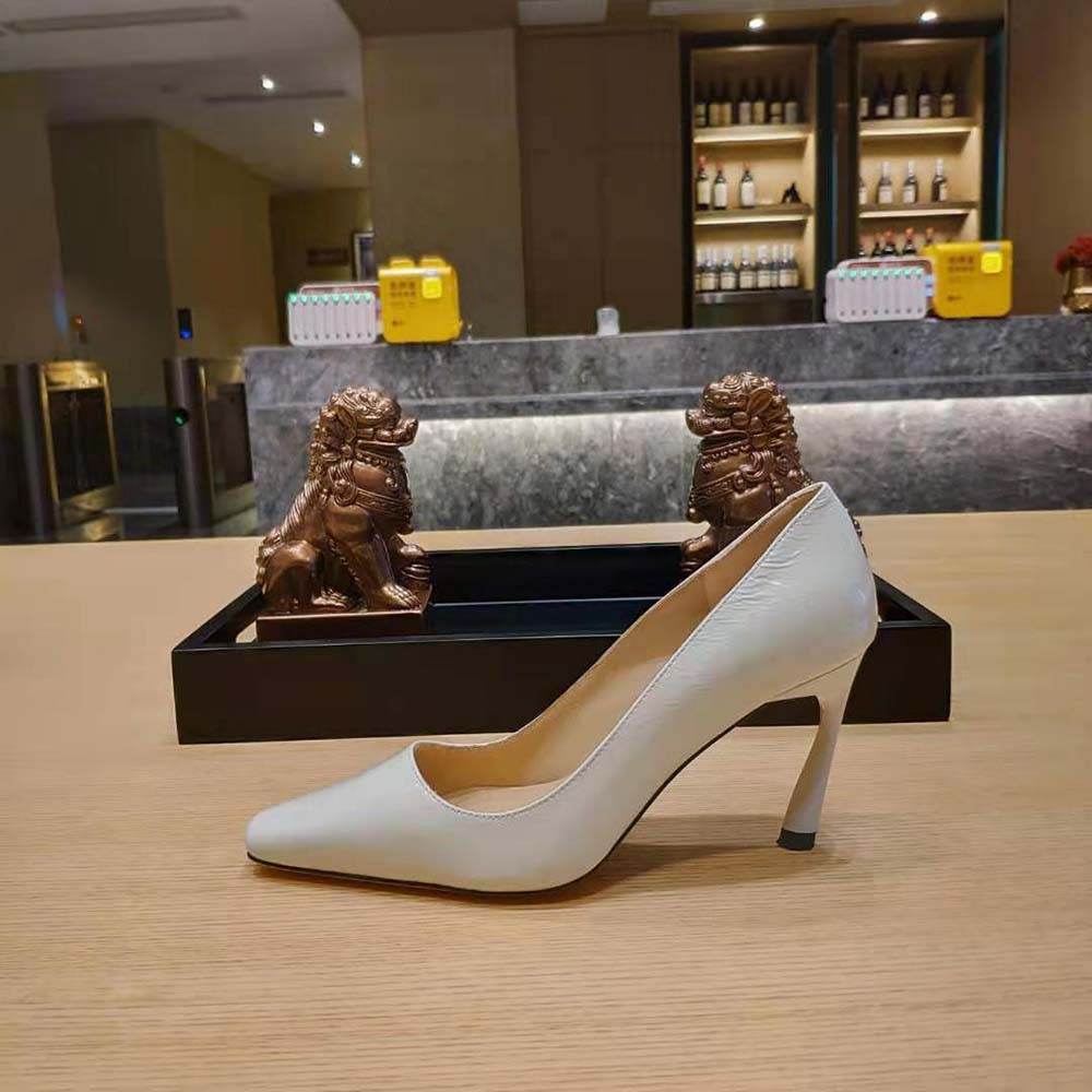 Jimmy Choo Women Brittany 100 White Naplack Pumps with Angled Heel - image 6