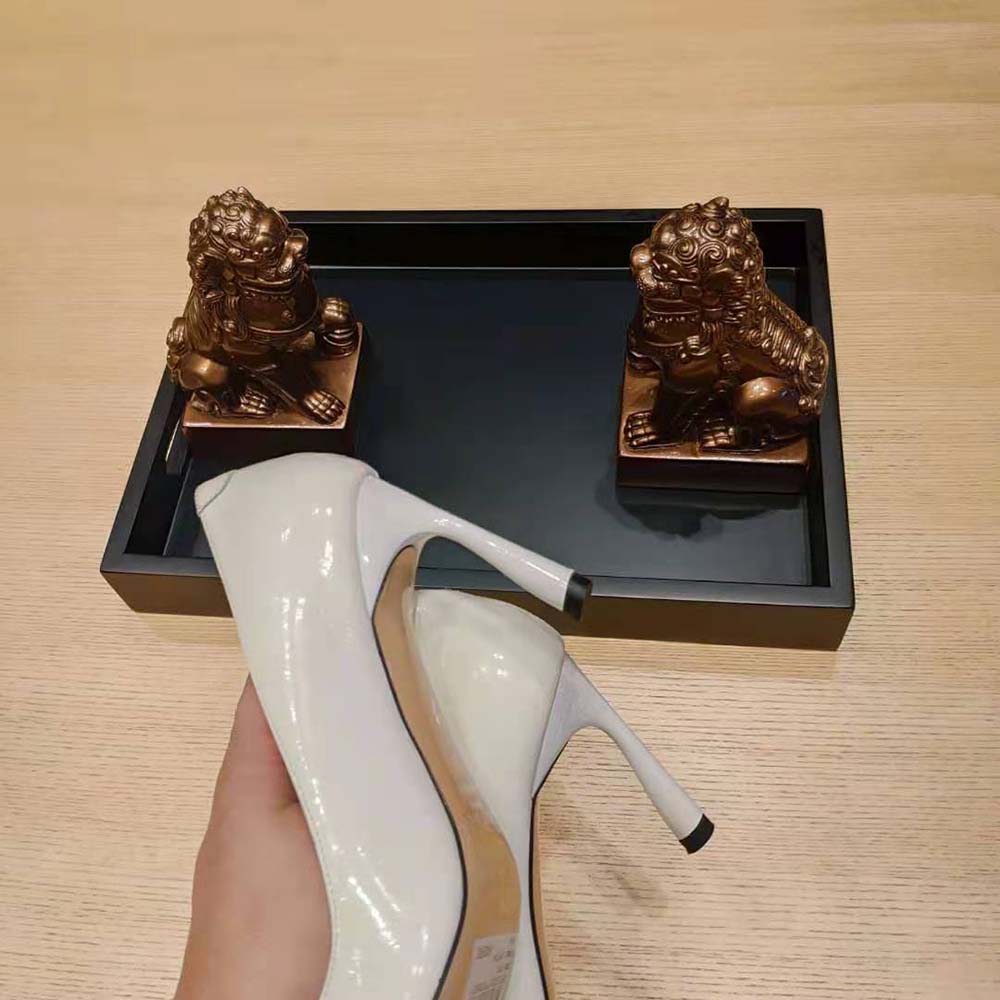Jimmy Choo Women Brittany 100 White Naplack Pumps with Angled Heel - image 7