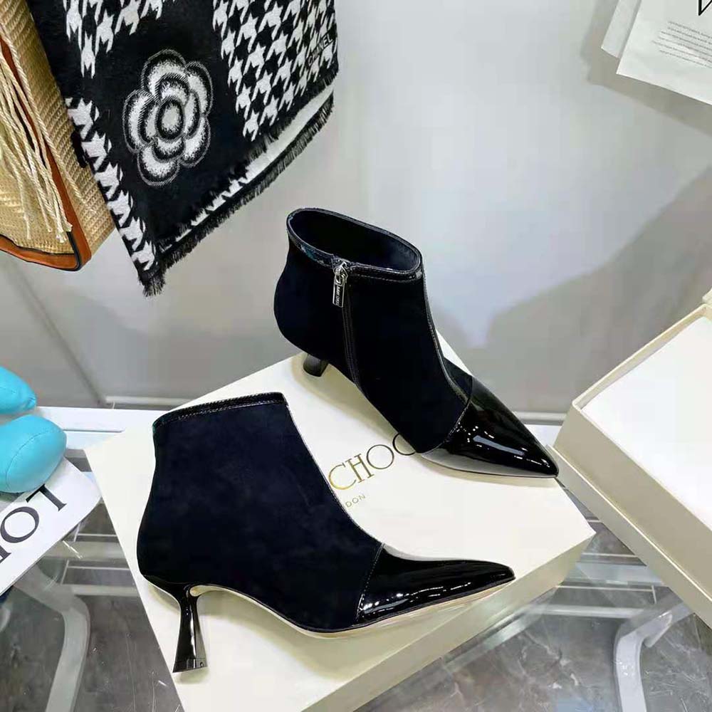Jimmy Choo Women Kix/Z 65 Black Patent and Suede Ankle Boots - image 6