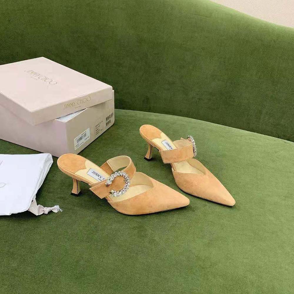 Back view showcasing open heel design of Jimmy Choo Women Marta 70 Mules