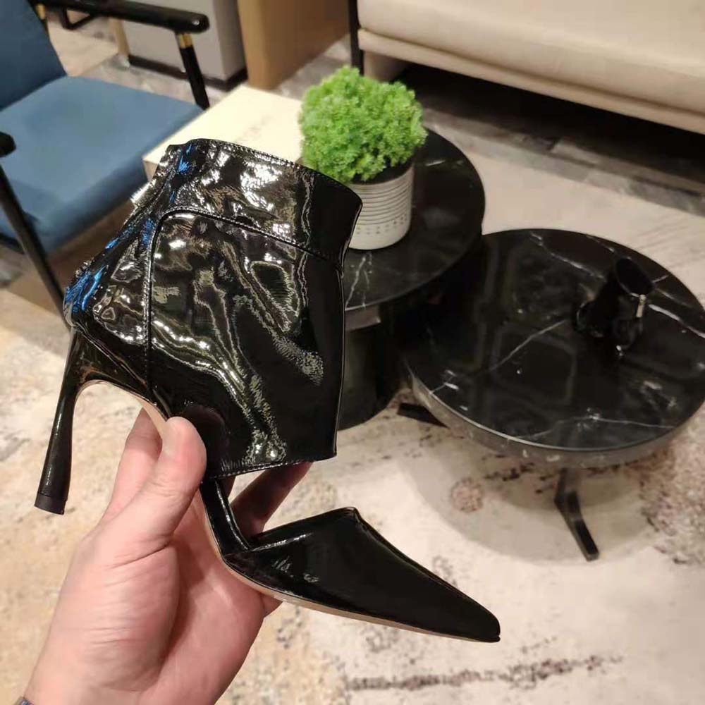 Jimmy Choo Women Tara 100 Black Naplack Cut Out Ankle Boots - image 9