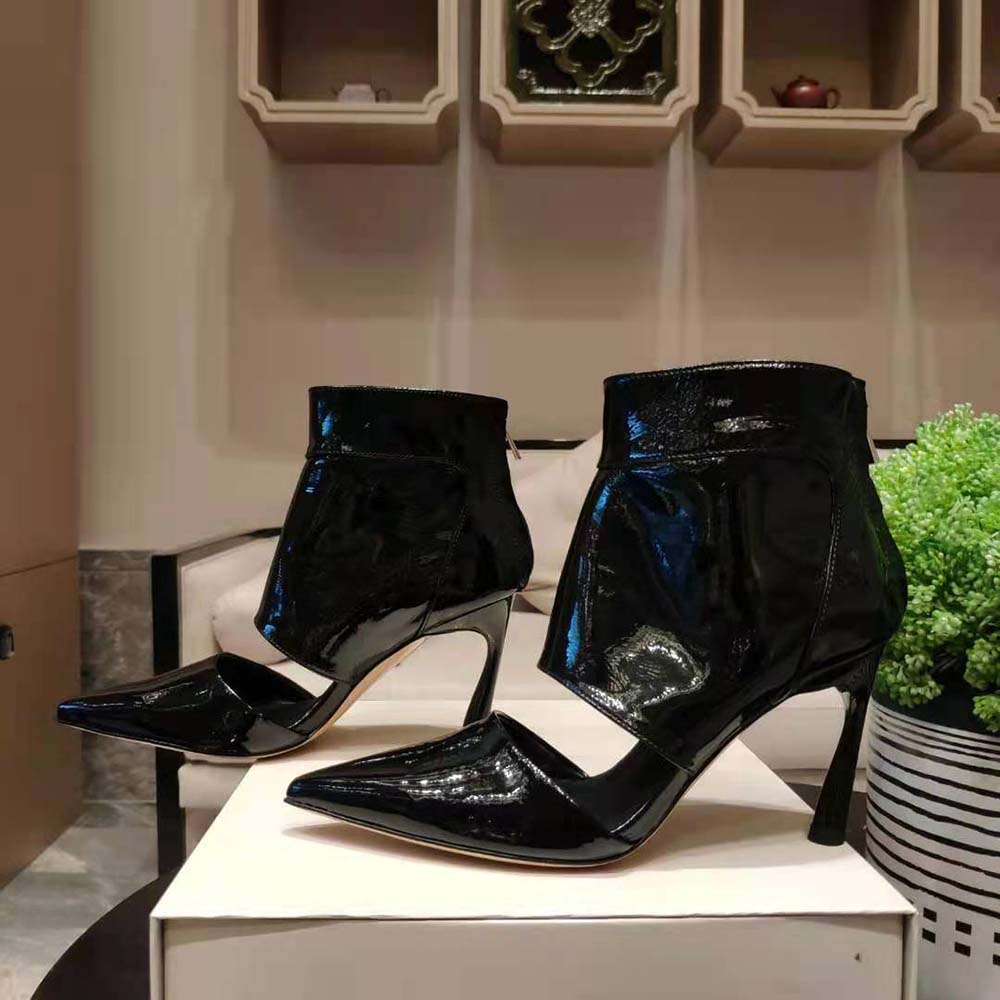Jimmy Choo Women Tara 100 Black Naplack Cut Out Ankle Boots - image 5