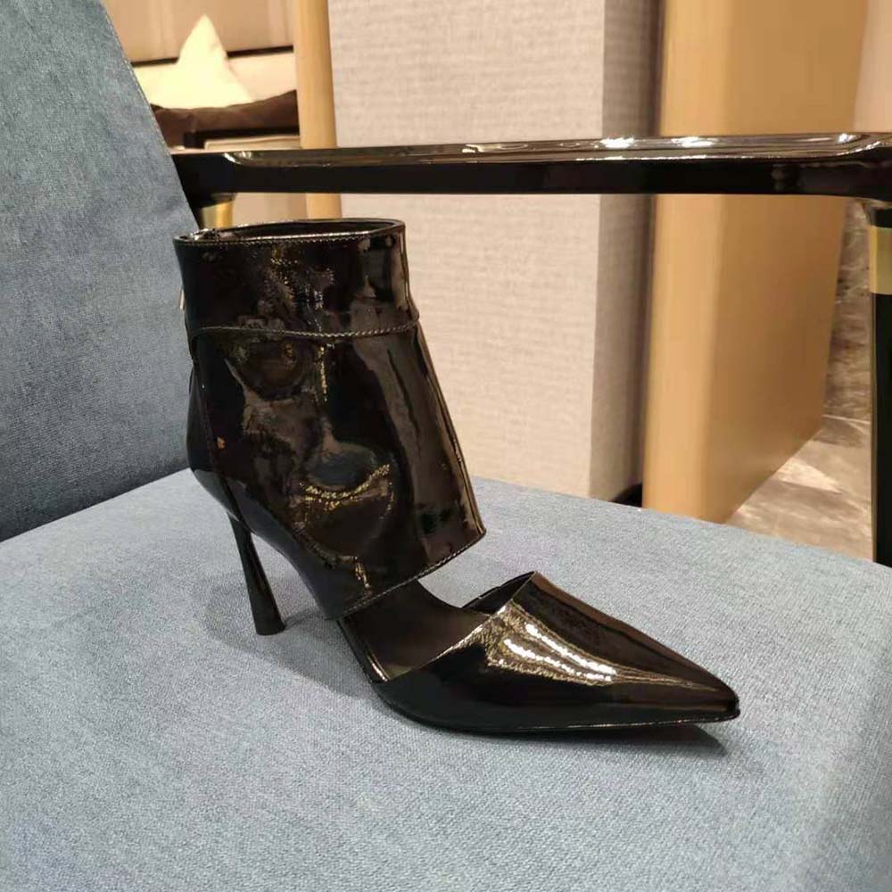 Jimmy Choo Women Tara 100 Black Naplack Cut Out Ankle Boots - image 7