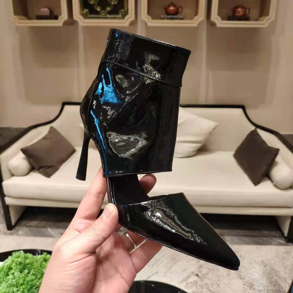 Jimmy Choo Women Tara 100 Black Naplack Cut Out Ankle Boots - image 10