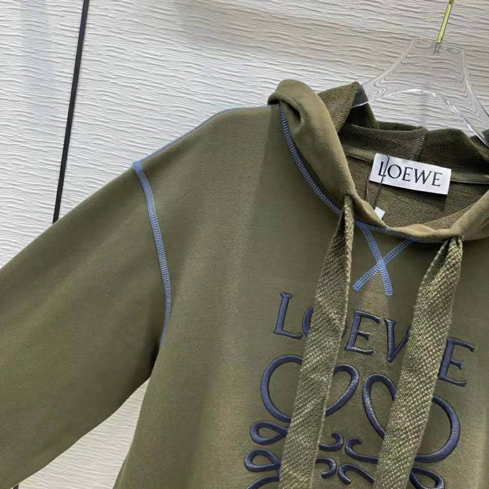 Loewe Women Anagram Hoodie in Cotton-Green - image 7