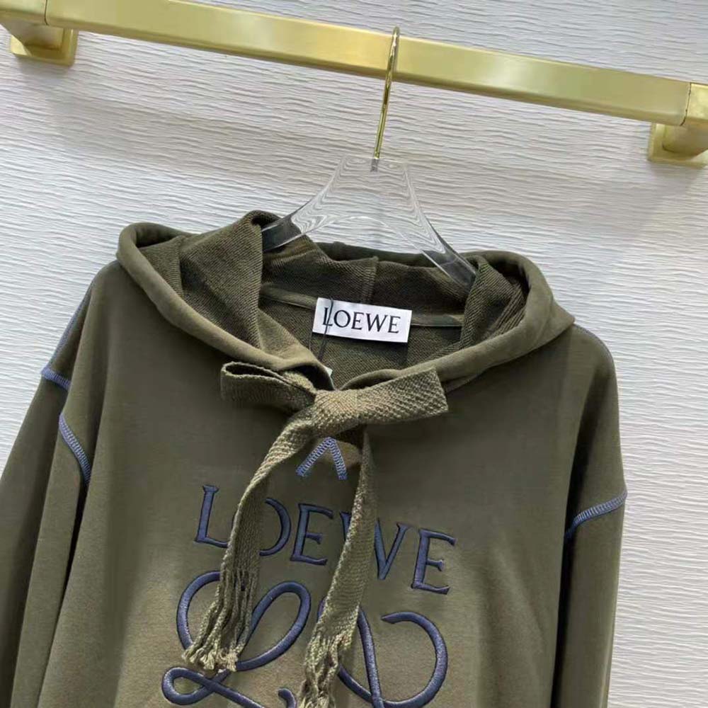 Loewe Women Anagram Hoodie in Cotton-Green - image 6