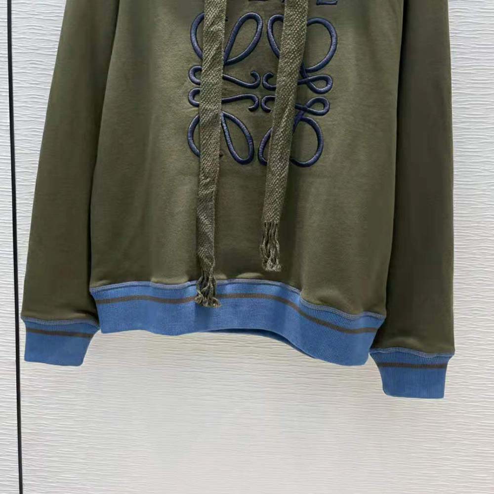 Loewe Women Anagram Hoodie in Cotton-Green - image 8