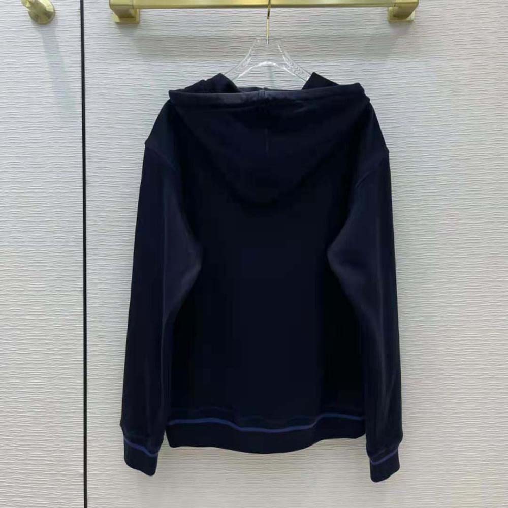 Side angle showing zip closure on Loewe Women Anagram Hoodie