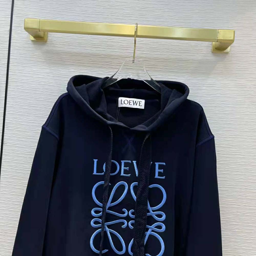 Loewe Women Anagram Hoodie in Cotton-Navy - image 4