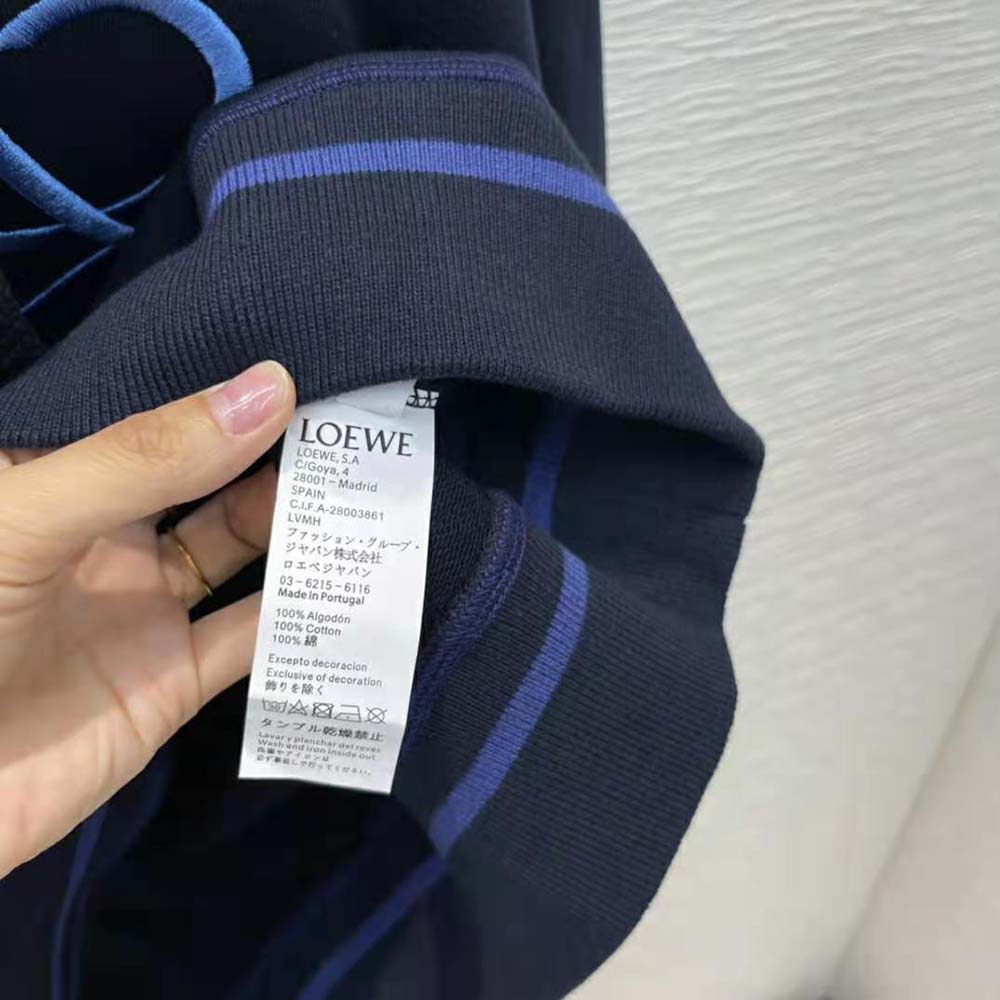 Loewe Women Anagram Hoodie in Cotton-Navy - image 10