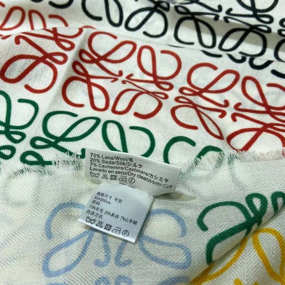Loewe Women Anagram Lines Scarf in Wool and Cashmere-White - image 7