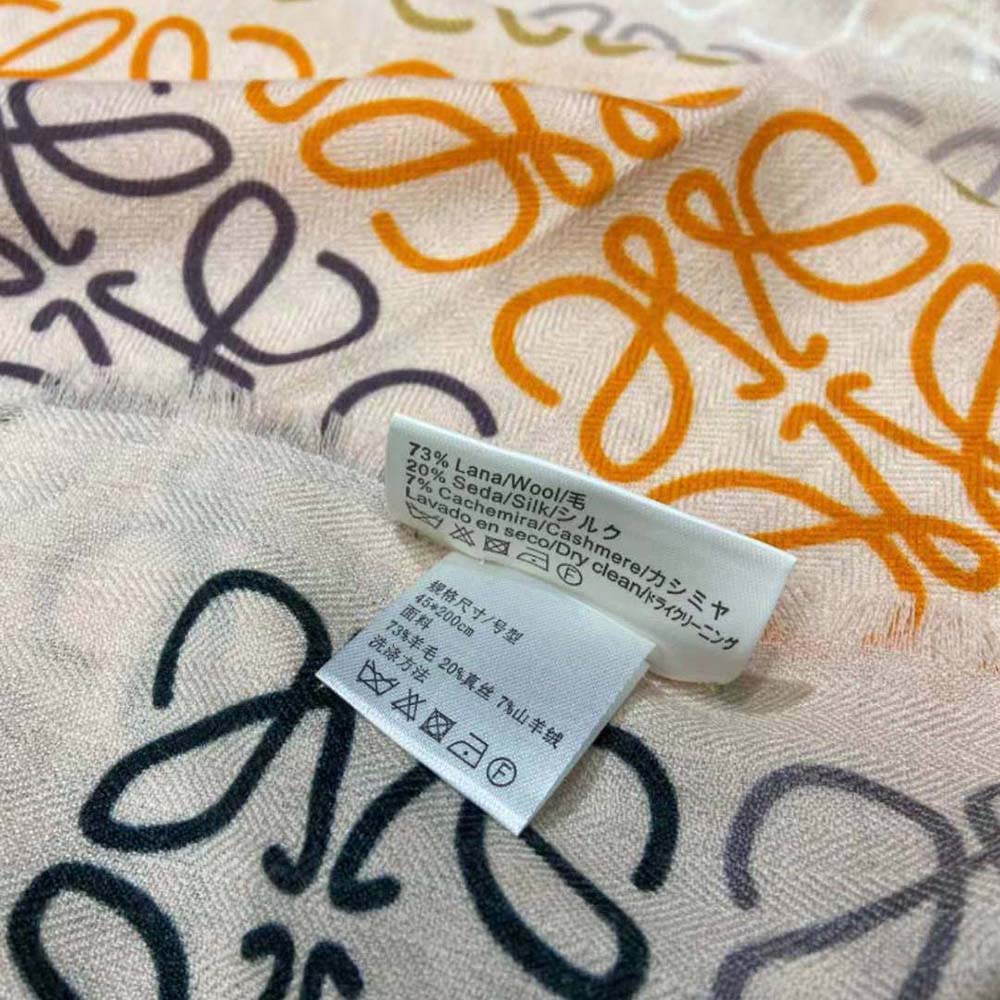 Loewe Women Anagram Lines Scarf in Wool and Cashmere-White - image 7
