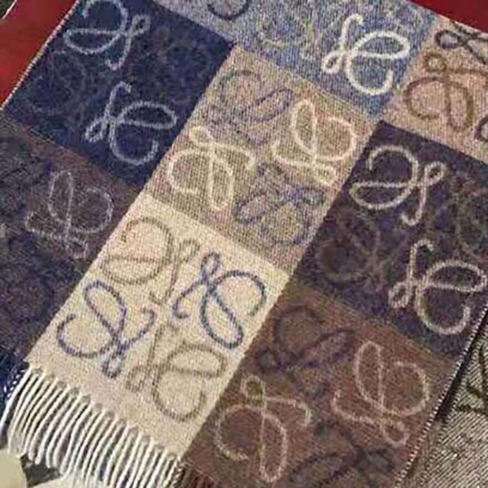 Loewe Women Anagram Scarf in Wool and Cashmere-Navy - image 4