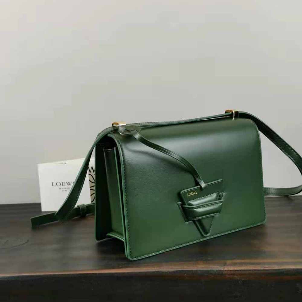 Loewe Women Barcelona Bag in Silk Calfskin-Green - image 4