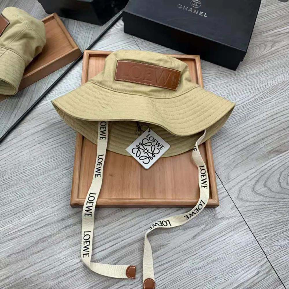 Side angle showing silhouette of Loewe Women Fisherman Hat beige