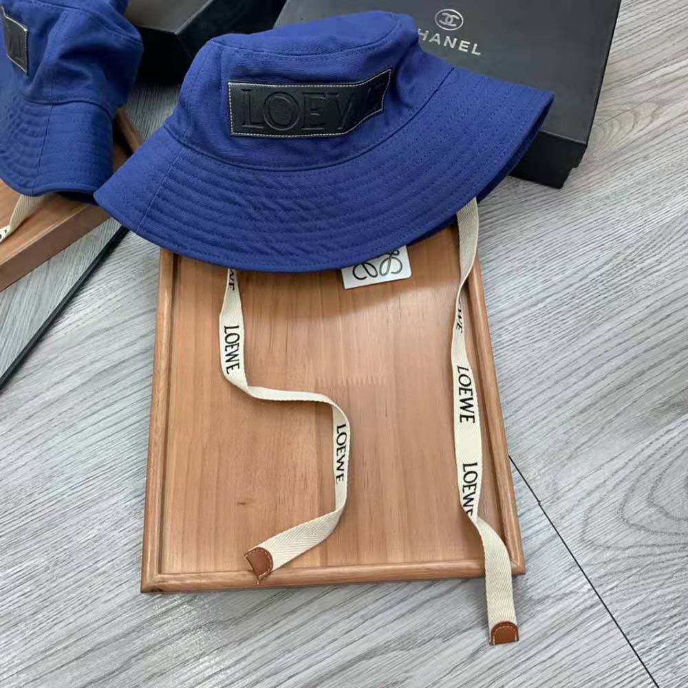 Loewe Women Fisherman Hat in Canvas and Calfskin-Navy - image 4