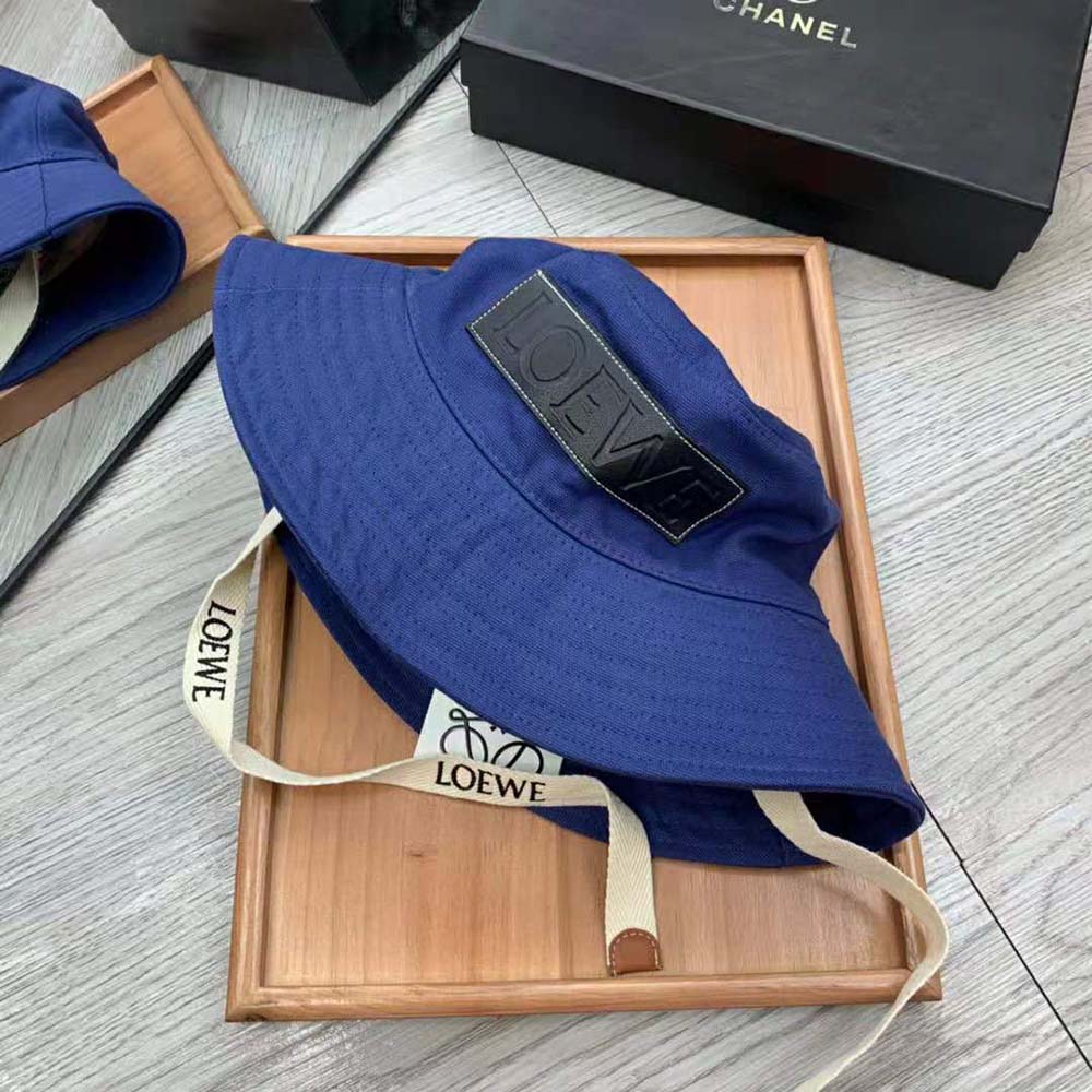 Loewe Women Fisherman Hat in Canvas and Calfskin-Navy - image 5