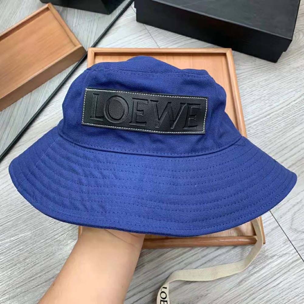 Loewe Women Fisherman Hat in Canvas and Calfskin-Navy - image 6