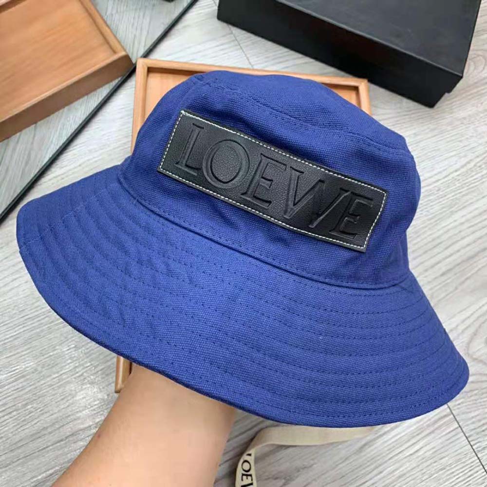 Loewe Women Fisherman Hat in Canvas and Calfskin-Navy - image 7