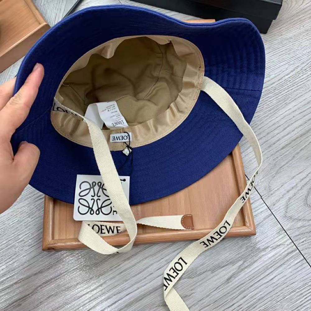 Loewe Women Fisherman Hat in Canvas and Calfskin-Navy - image 8