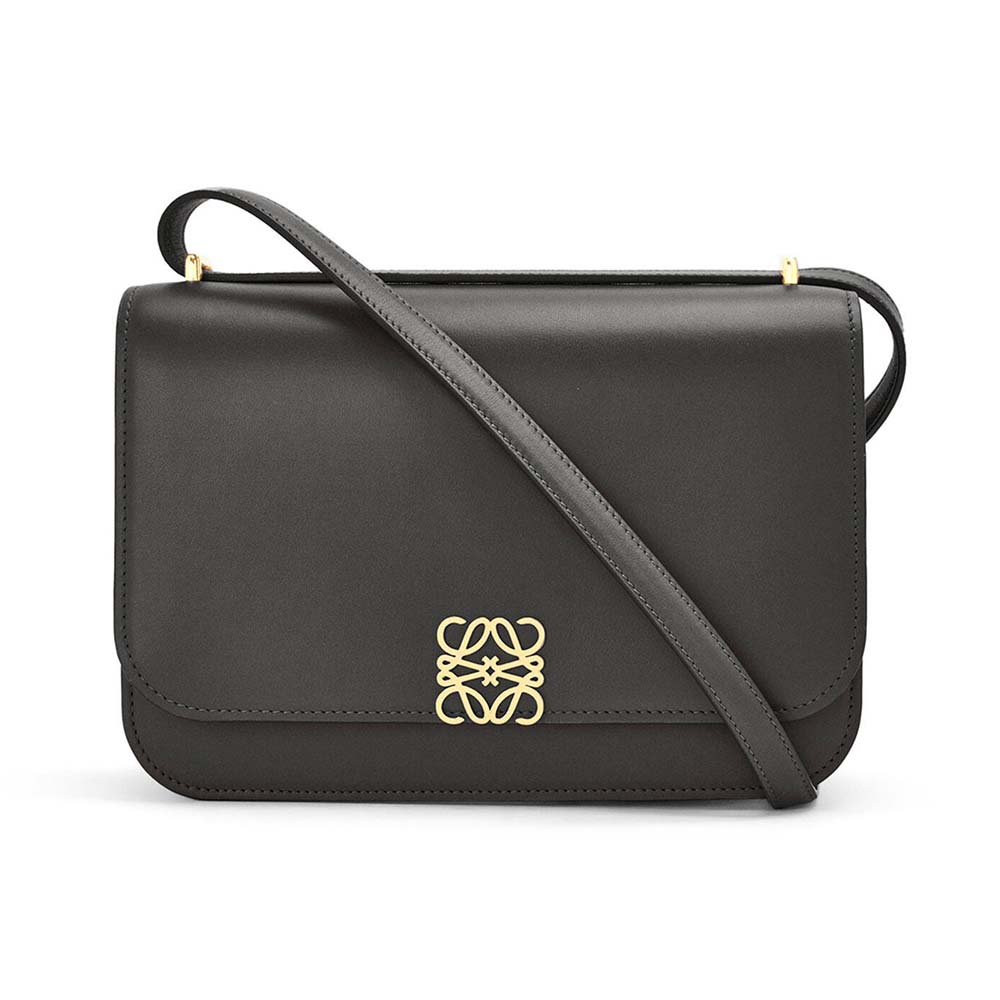 Front view of Loewe Women Goya Bag in Silk Calfskin-Black
