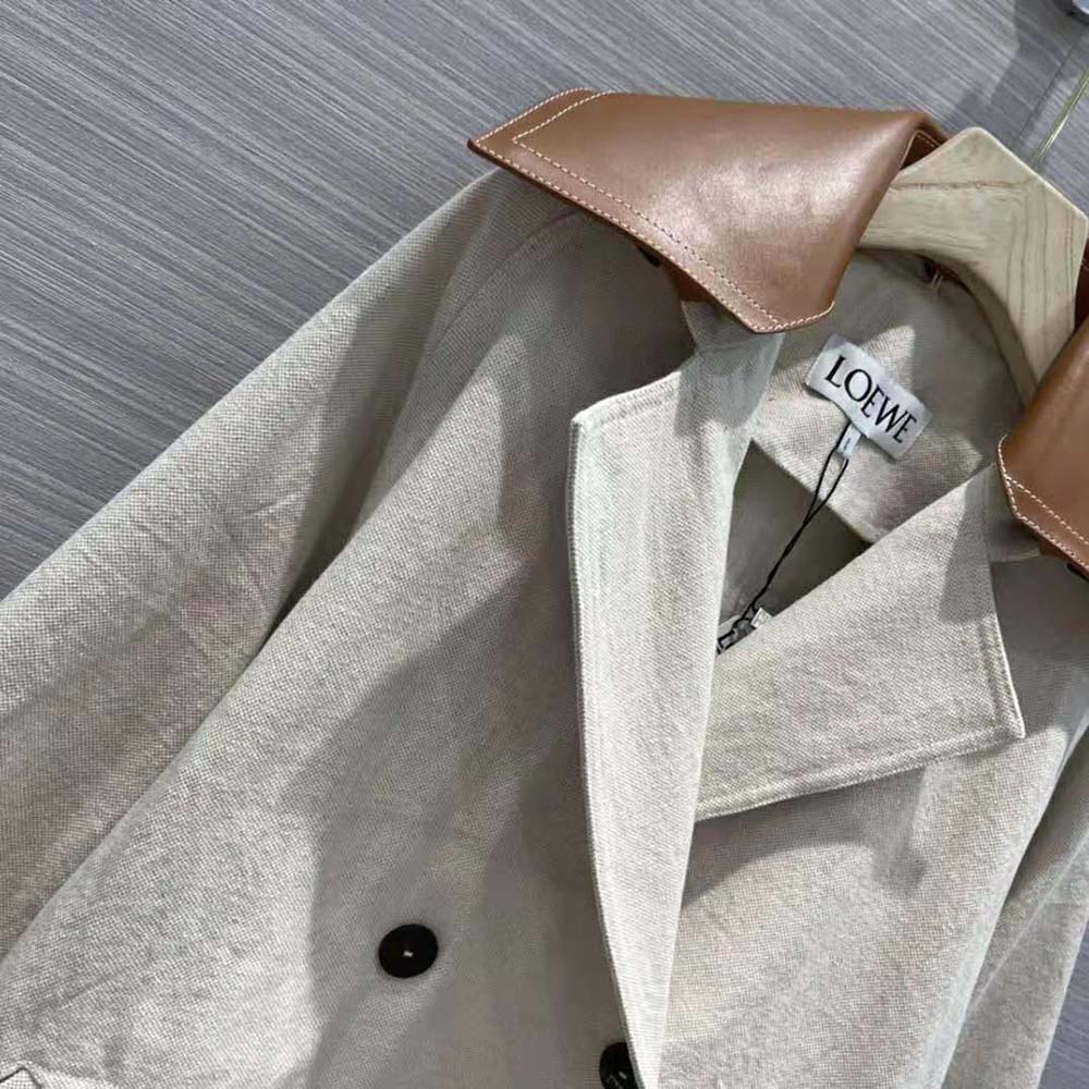 Loewe Women Trapeze Peacoat in Cotton and Linen - image 6