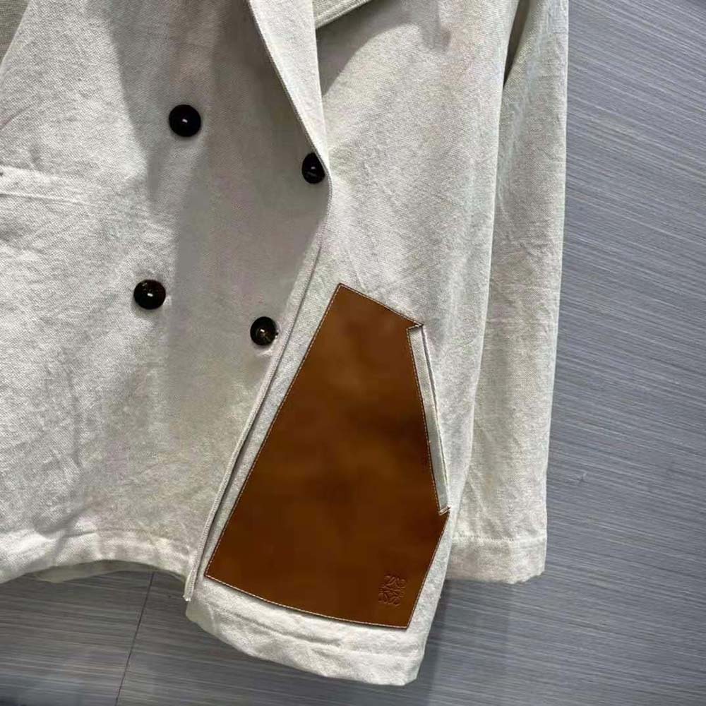 Loewe Women Trapeze Peacoat in Cotton and Linen - image 8
