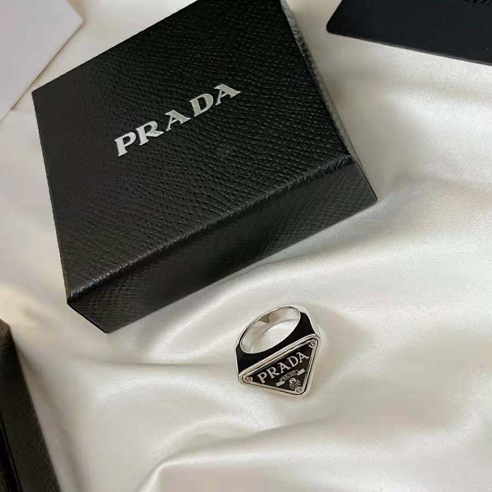 Prada Women 925 Sterling Silver with Enamel Symbole Ring - image 9