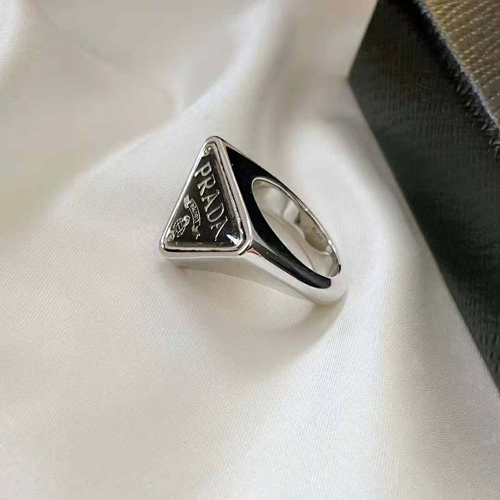 Prada Women 925 Sterling Silver with Enamel Symbole Ring - image 6