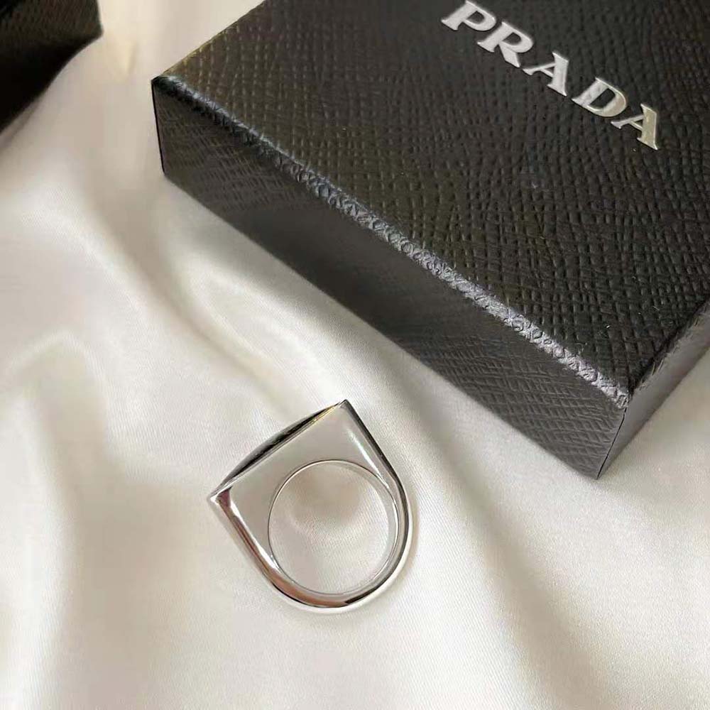 Prada Women 925 Sterling Silver with Enamel Symbole Ring - image 5