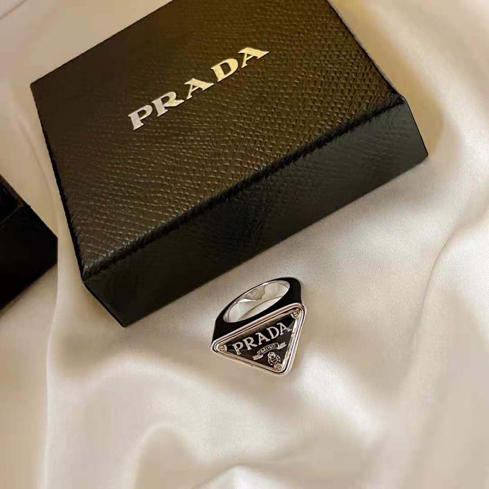Prada Women 925 Sterling Silver with Enamel Symbole Ring - image 4