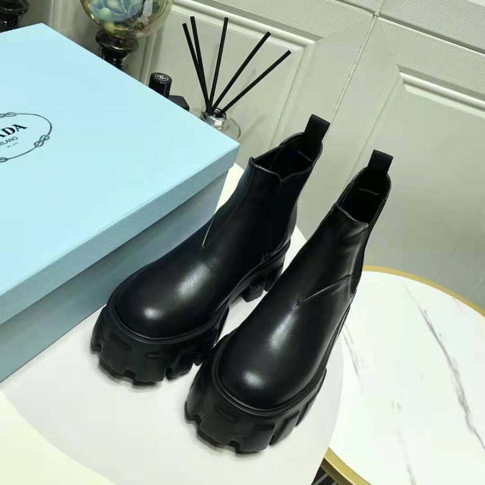 Prada Women Monolith Brushed Leather Booties - image 5
