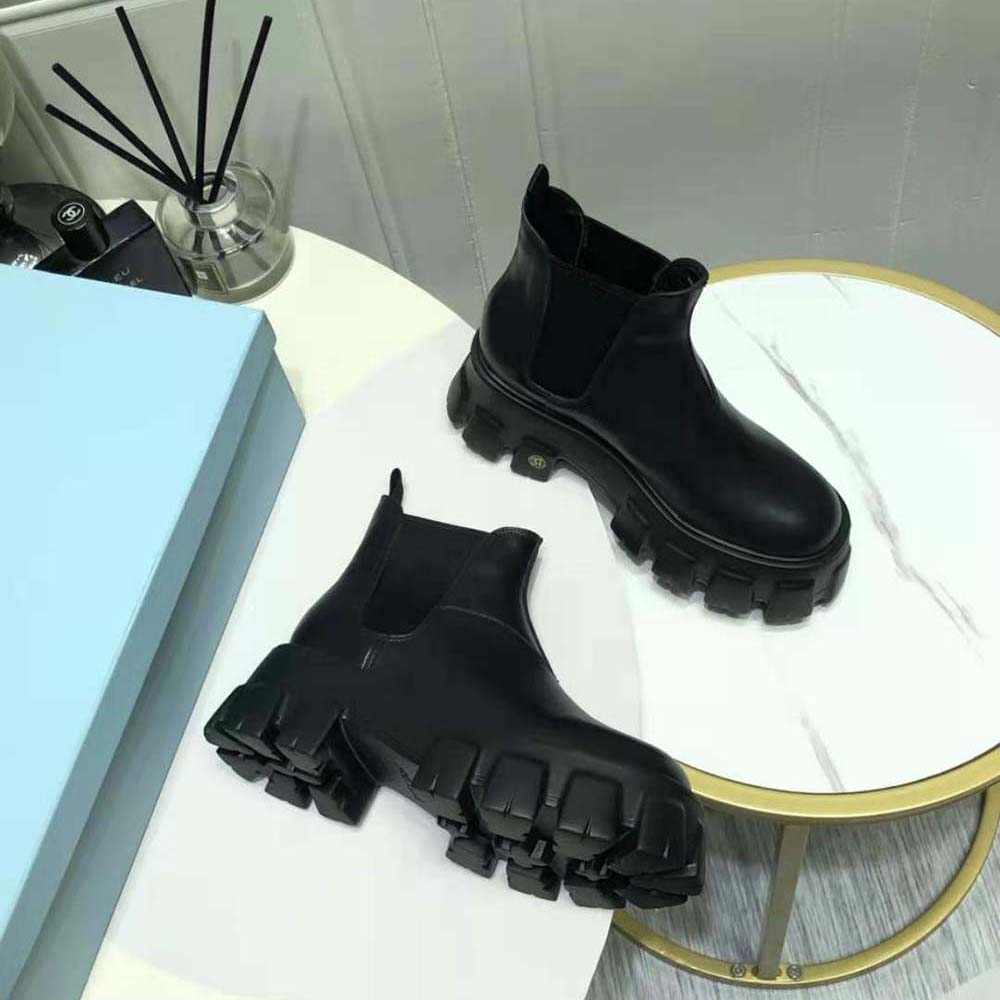 Prada Women Monolith Brushed Leather Booties - image 4