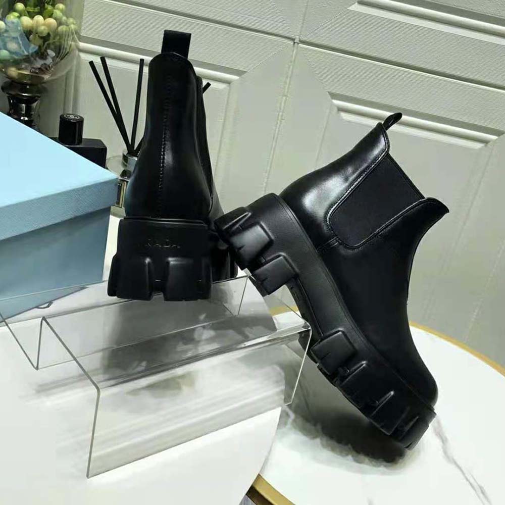 Prada Women Monolith Brushed Leather Booties - image 6