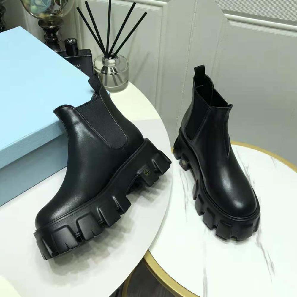 Prada Women Monolith Brushed Leather Booties - image 7