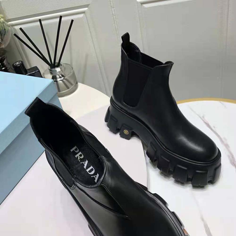 Prada Women Monolith Brushed Leather Booties - image 9