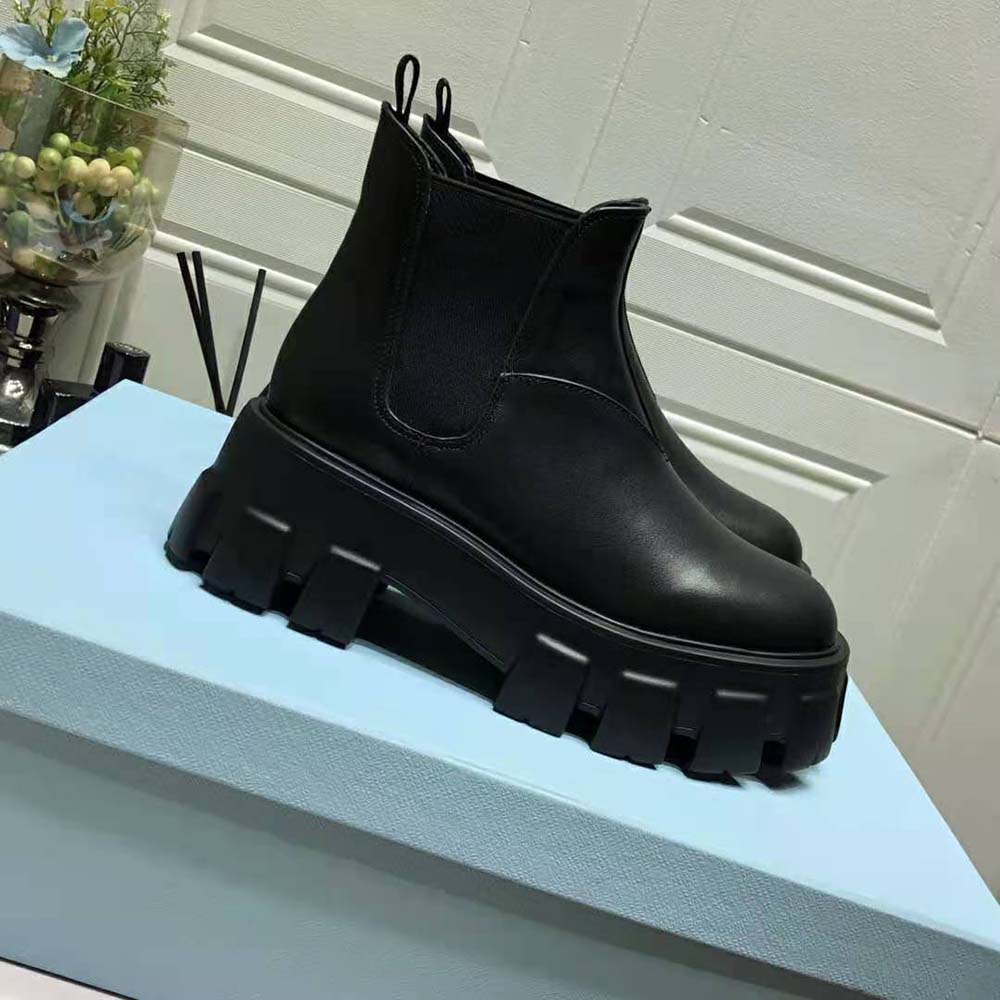 Prada Women Monolith Brushed Leather Booties - image 8