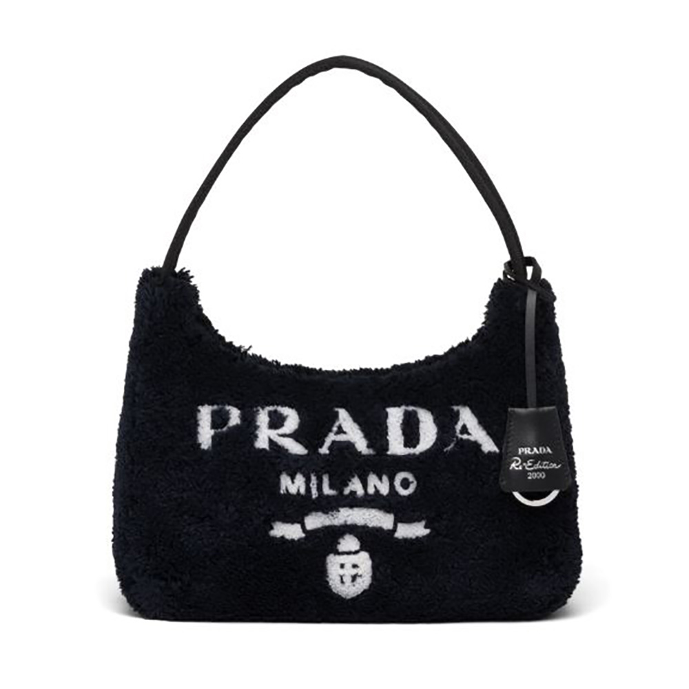 Front view of Prada Women Re-Edition 2000 Terry Mini-Bag-Black
