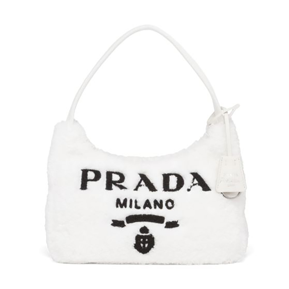 Front view of Prada Women Re-Edition 2000 Terry Mini-Bag-White