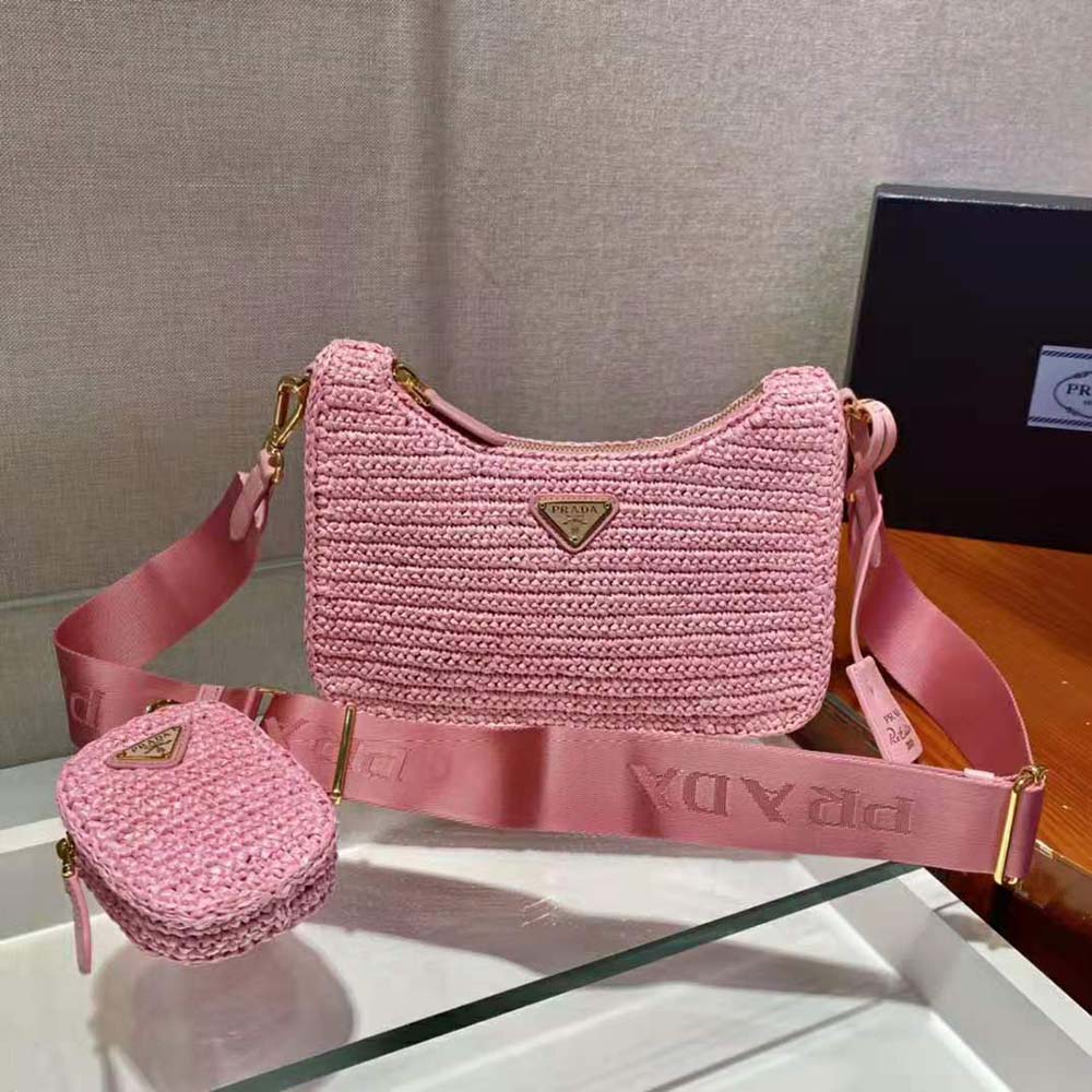 Prada Women Re-Edition 2005 Raffia Bag-Pink - image 4