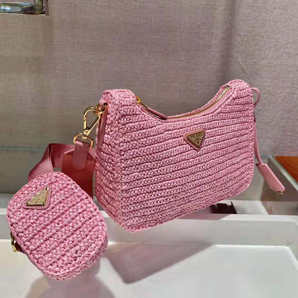 Prada Women Re-Edition 2005 Raffia Bag-Pink - image 5